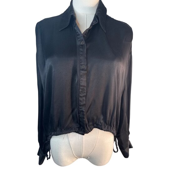 2/$30 ZARA Black XS Button-Up Collared Blouse Viscose - Picture 2 of 15